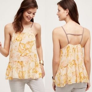 Anthropologie HD Paris Floral Peplum Tank Blouse Size Medium Jocelyn